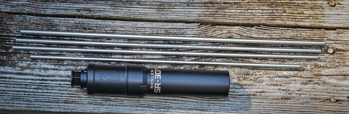 The threaded shank at the muzzle of mass-produced rifles can be misaligned with the bore enough to damage a suppressor with one or more bullet strikes.  A precision-ground alignment check rod made by Geissele Automatics and available from Brownells can reveal a misalignment prior to shooting. Precision-ground rods (from top to bottom) for checking the alignment of rifles chambered for cartridges of .30 caliber, 6.5mm, .243 caliber and .223 caliber.